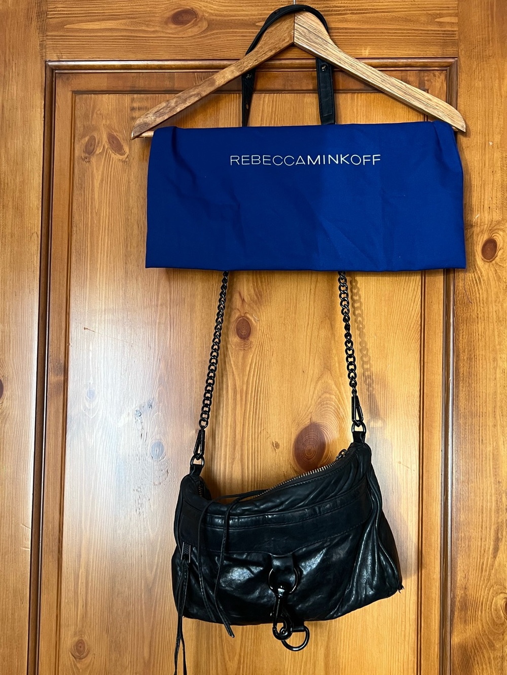 Rebecca Minkoff Black Leather Chain-Shoulder Hobo
